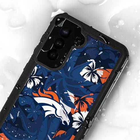 NFL Denver Broncos Tropical Print Galaxy S23 Waterproof Case