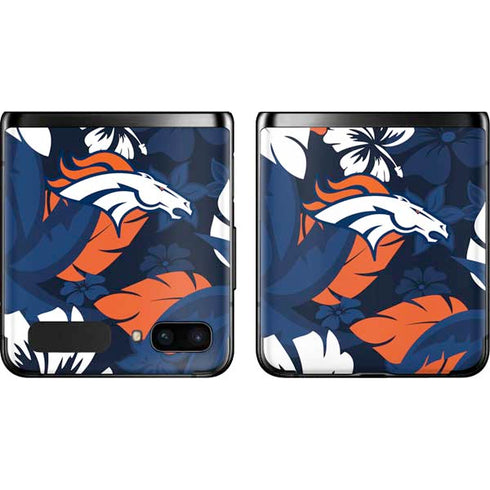 NFL Denver Broncos Tropical Print Galaxy Z Flip Skin