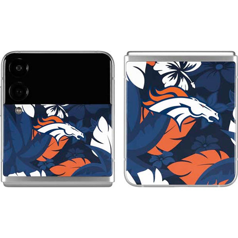 NFL Denver Broncos Tropical Print Galaxy Z Flip4 5G Skin