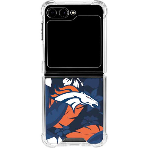 NFL Denver Broncos Tropical Print Galaxy Z Flip5 5G Clear Case