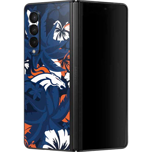 NFL Denver Broncos Tropical Print Galaxy Z Fold3 5G Skin