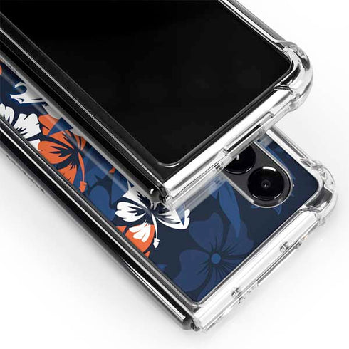 NFL Denver Broncos Tropical Print Galaxy Z Fold4 5G Clear Case
