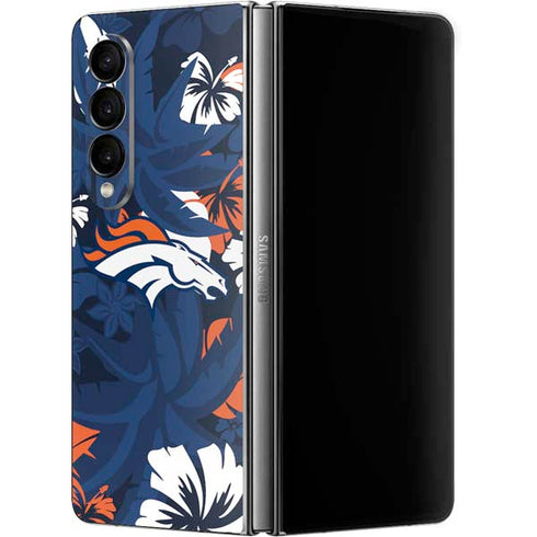 NFL Denver Broncos Tropical Print Galaxy Z Fold4 5G Skin