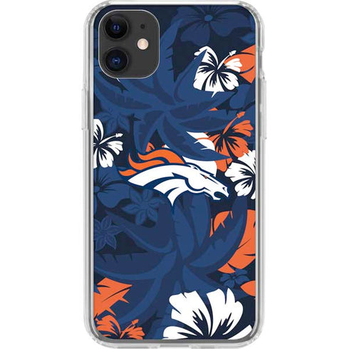 NFL Denver Broncos Tropical Print iPhone 11 Clear Case
