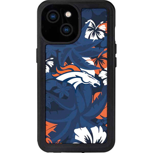 NFL Denver Broncos Tropical Print iPhone 13 Mini Waterproof Case