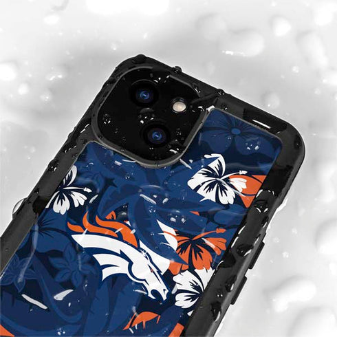 NFL Denver Broncos Tropical Print iPhone 13 Mini Waterproof Case