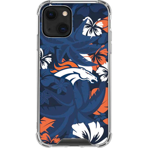 NFL Denver Broncos Tropical Print iPhone 15 Plus Clear Case