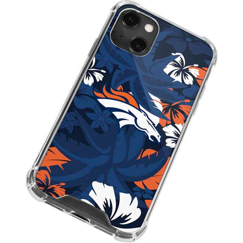 NFL Denver Broncos Tropical Print iPhone 15 Plus Clear Case