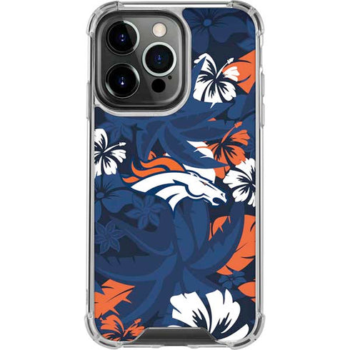 NFL Denver Broncos Tropical Print iPhone 14 Pro Clear Case