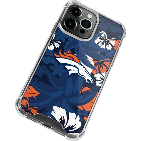 NFL Denver Broncos Tropical Print iPhone 15 Pro Clear Case