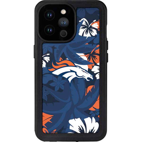 NFL Denver Broncos Tropical Print iPhone 14 Pro Max Waterproof Case