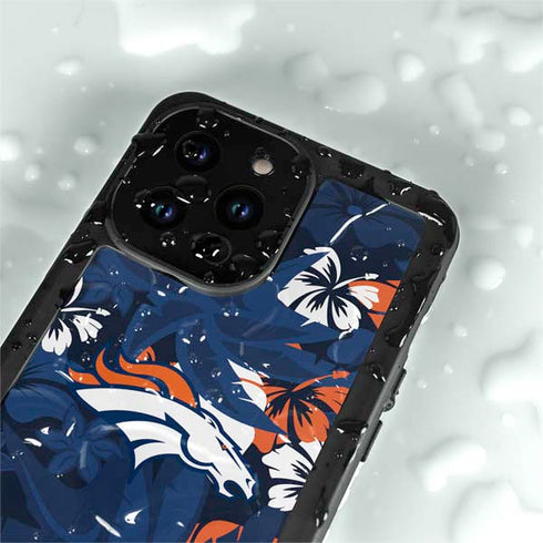 NFL Denver Broncos Tropical Print iPhone 14 Pro Max Waterproof Case