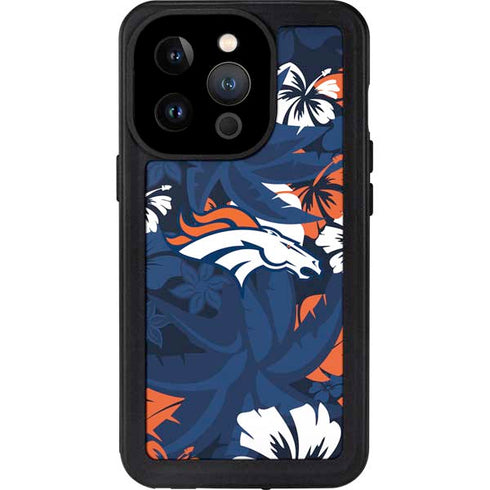 NFL Denver Broncos Tropical Print iPhone 14 Pro Waterproof Case