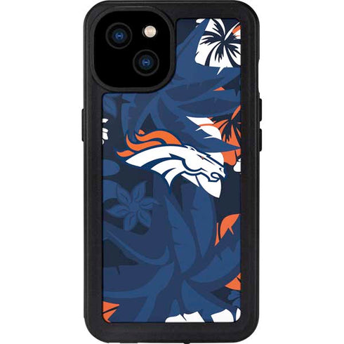 NFL Denver Broncos Tropical Print iPhone 15 Plus Waterproof Case