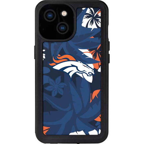 NFL Denver Broncos Tropical Print iPhone 15 Waterproof Case