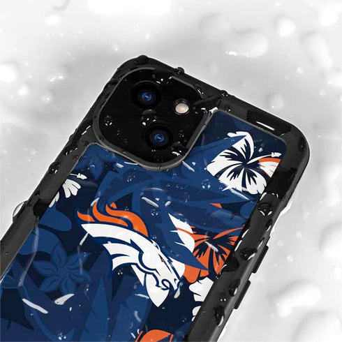 NFL Denver Broncos Tropical Print iPhone 15 Waterproof Case