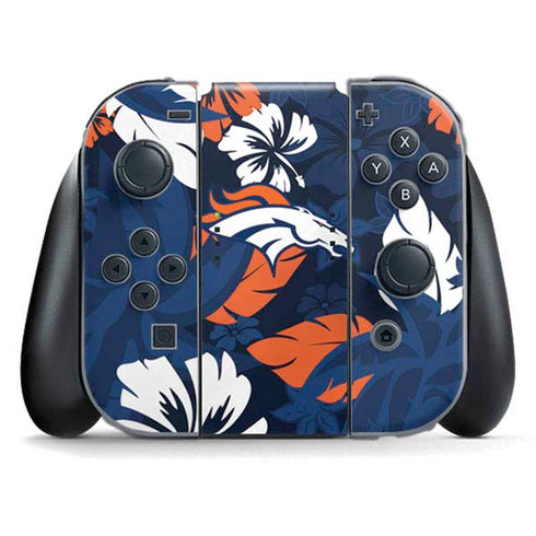NFL Denver Broncos Tropical Print Nintendo Switch (2017-2021) Joy-Con Controller Skin