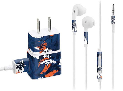 NFL Denver Broncos Tropical Print Phone Charger Skin