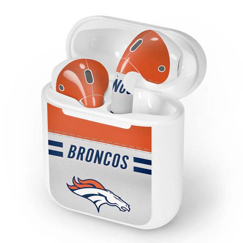 NFL Denver Broncos White Striped Apple AirPods Skin