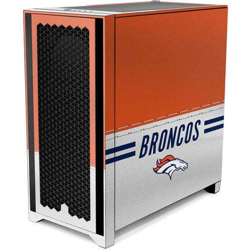 NFL Denver Broncos White Striped Corsair 4000D Tempered Glass Mid-Tower ATX Case Skin