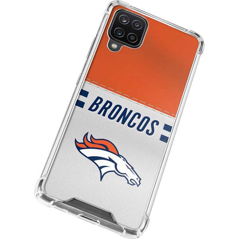 NFL Denver Broncos White Striped Galaxy A12 Clear Case