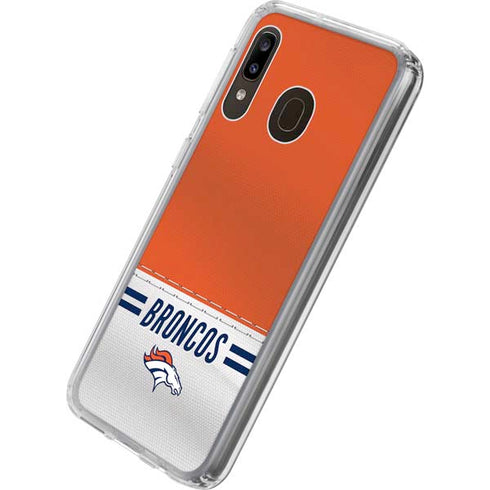 NFL Denver Broncos White Striped Galaxy A20 Clear Case