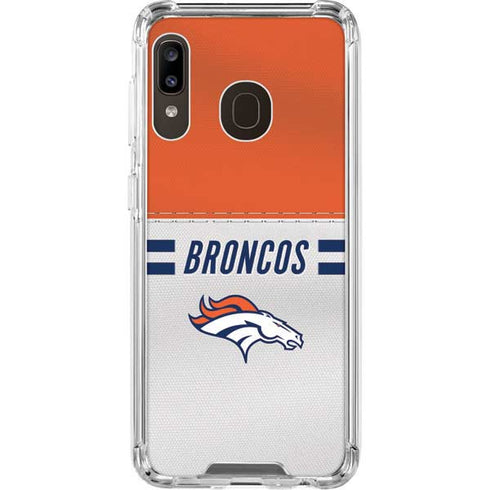 NFL Denver Broncos White Striped Galaxy A30 Clear Case