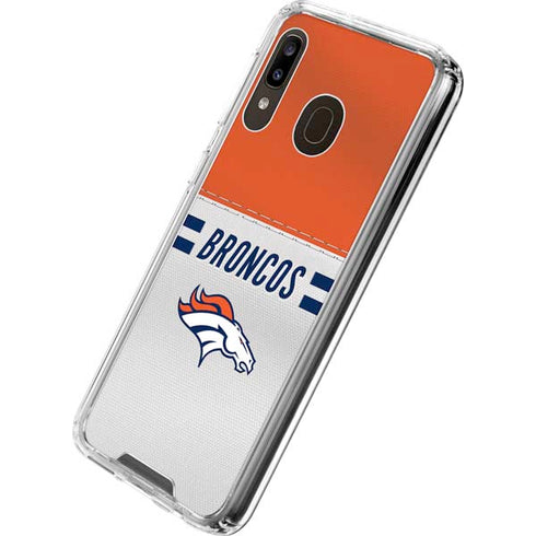 NFL Denver Broncos White Striped Galaxy A30 Clear Case
