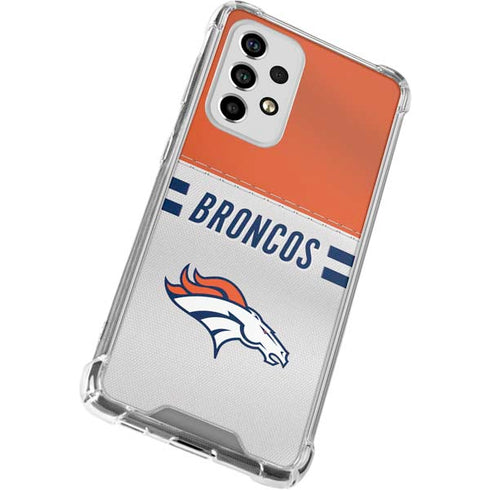 NFL Denver Broncos White Striped Galaxy A53 5G Clear Case