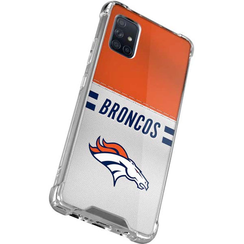 NFL Denver Broncos White Striped Galaxy A71 5G Clear Case