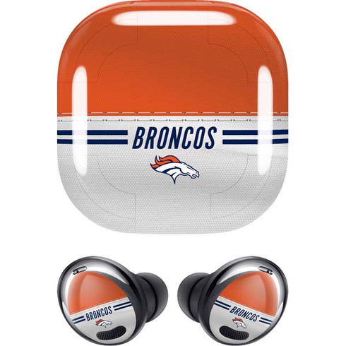 NFL Denver Broncos White Striped Galaxy Buds Pro Skin