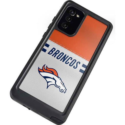 NFL Denver Broncos White Striped Galaxy Note20 5G Waterproof Case