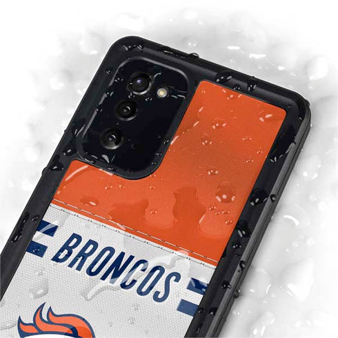 NFL Denver Broncos White Striped Galaxy Note20 5G Waterproof Case