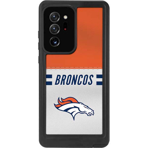 NFL Denver Broncos White Striped Galaxy Note20 Ultra 5G Waterproof Case