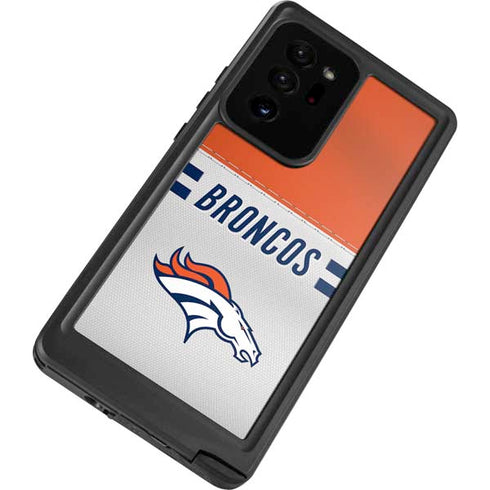 NFL Denver Broncos White Striped Galaxy Note20 Ultra 5G Waterproof Case