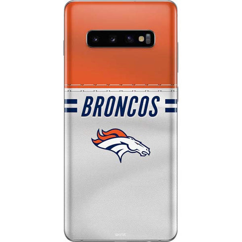 NFL Denver Broncos White Striped Galaxy S10 Plus Skin