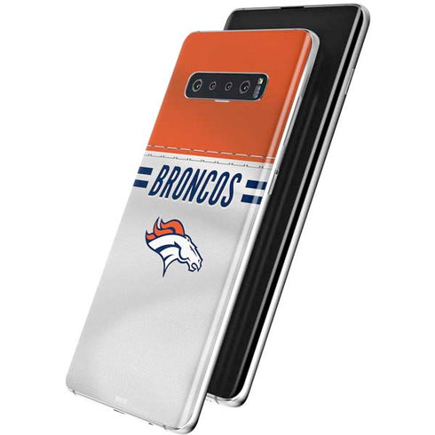 NFL Denver Broncos White Striped Galaxy S10 Plus Skin