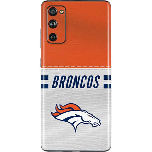 NFL Denver Broncos White Striped Galaxy S20 Fan Edition Skin