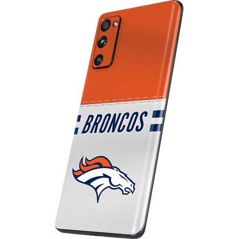 NFL Denver Broncos White Striped Galaxy S20 Fan Edition Skin