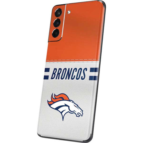 NFL Denver Broncos White Striped Galaxy S21 5G Skin