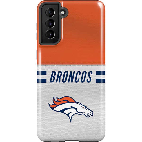 NFL Denver Broncos White Striped Galaxy S21 FE Pro Case
