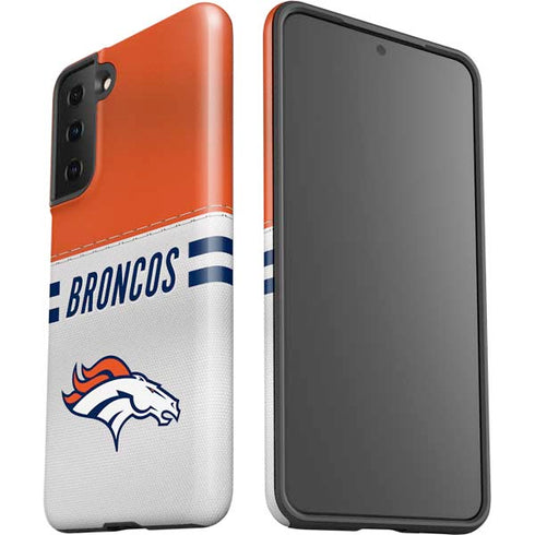NFL Denver Broncos White Striped Galaxy S21 FE Pro Case