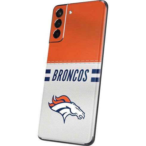 NFL Denver Broncos White Striped Galaxy S21 Plus 5G Skin