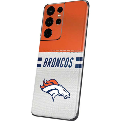 NFL Denver Broncos White Striped Galaxy S21 Ultra 5G Skin