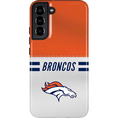 NFL Denver Broncos White Striped Galaxy S22 Plus Pro Case
