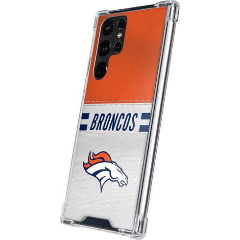 NFL Denver Broncos White Striped Galaxy S22 Ultra Clear Case