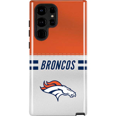 NFL Denver Broncos White Striped Galaxy S22 Ultra Pro Case