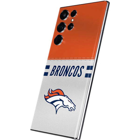 NFL Denver Broncos White Striped Galaxy S22 Ultra Skin