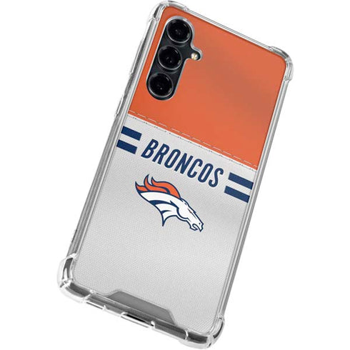 NFL Denver Broncos White Striped Galaxy S23 FE Clear Case