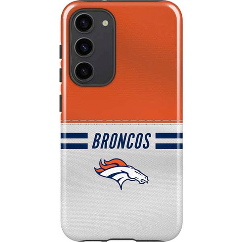 NFL Denver Broncos White Striped Galaxy S23 Plus Pro Case